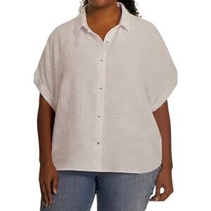 Jessica Simpson Womens White Gauze Cap sleve Blouse XXL